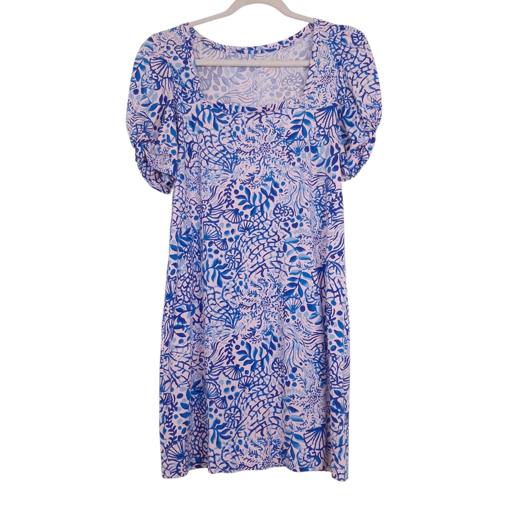 Lilly Pulitzer Haydn Dress square neck puff sleeve Old Money preppy pink blue